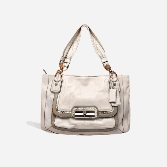 🌸Coach🌸 Leather Bag With Crocodile Accents Zip - Picture 1 of 10